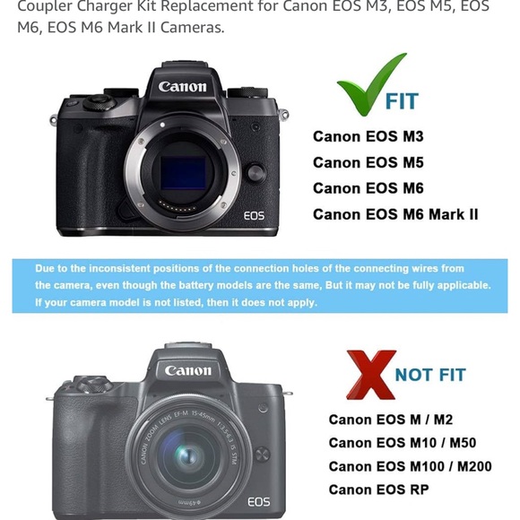 Power Supply for Canon EOS M3, EOS M5, EOS M6, EOS M6 Mark II Cameras - Picture 2 of 2